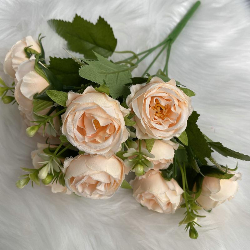 1Pc Simulated Brushed Cloth 5 Forks 10 Heads Single Baby's Breath Peony Flower, for Outdoor Wedding Arch Dining Table Home Decoration