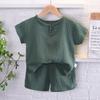 Boys' Cotton Linen Short Sleeve Set, Ages 0-5 - Summer Korean Style Casual Wear, Breathable for Southeast Asia