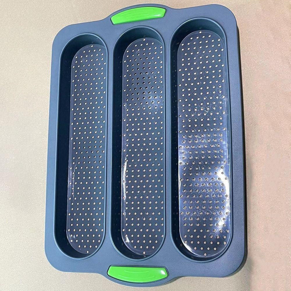3 Slot Perforated Bread Mold Silicone Bake Mold DIY Baking Tool Baking Pan Tray  Muffins