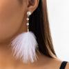 Ingemark Romantic Long Tassel Fluffy Feather Drop Earrings for Women Wed Elegant Boho Imitation Zircon Dangle Earring Y2K Zircon
