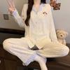 Plaid Long Sleeve Pajama Set with Pants – Spring & Autumn Style, Comfortable Home or Dorm Wear, Suitable for Outdoor Use