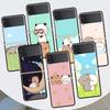 Cute Peach Goma Cat For Samsung Galaxy Z Flip 7 6 5 4 3 5G Phone Case Black Cover ZFlip 7 6 5 4 3 Shockproof Bumper Coque Galaxy
