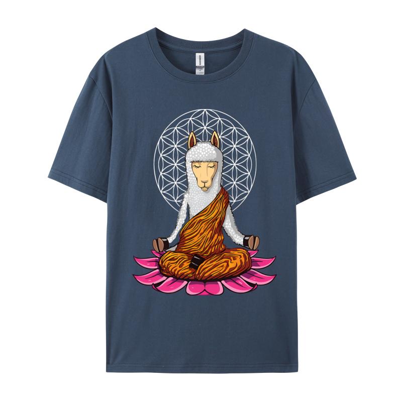 Llama Buddha Zen Yoga Alpaca Meditation TShirt T Shirts Funky Unisex T Shirt Leisure Cotton T Shirt Design