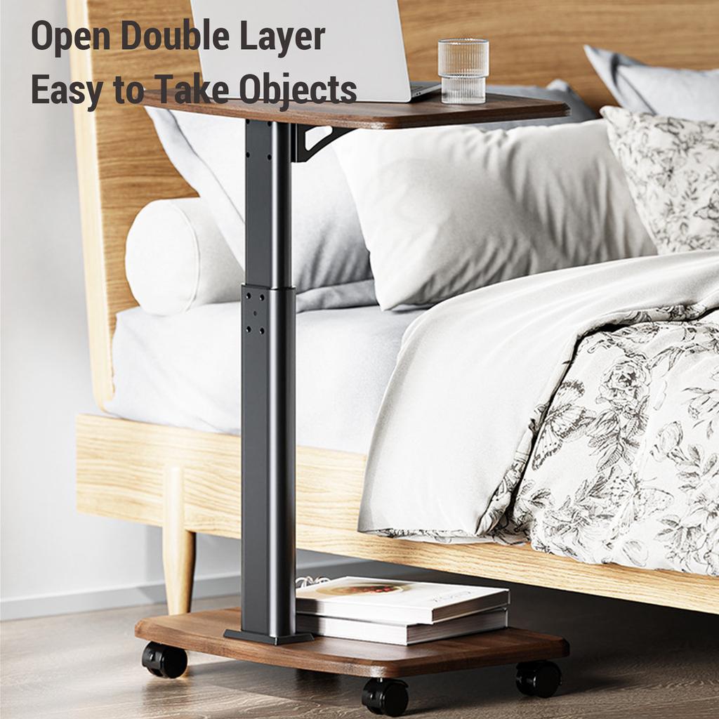 Küçük Alanlar İçin Bilgisayar Masası Kompakt Kaldırma Masası Tekerlekli Masa Çift Katmanlı Ayarlanabilir