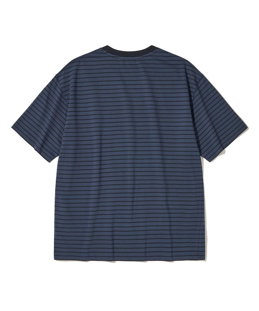 URBANDTYPE Vintage Label Striped T-Shirt_Navy