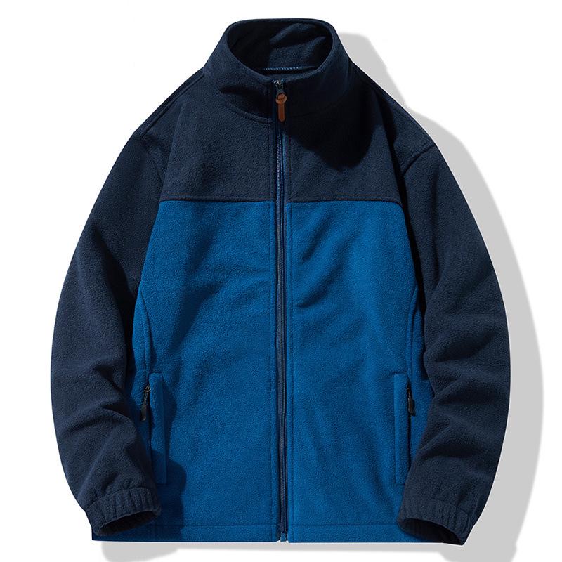 Men's Plus Size Versatile Winter Fleece Jacket with Stand-Up Collar and Windproof Design