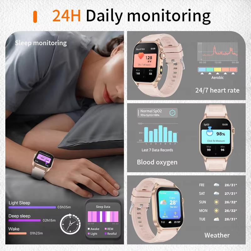 2025 New Women Smart Watch Flashlight 2.01” HD Display AI Voice Bluetooth Call Sports Watches Health Monitor Smartwatch Men