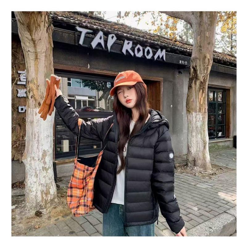 Women's new hooded short cold lightweight thickened padded fluffy warm loose high-quality fabric casual sports cotton clothing