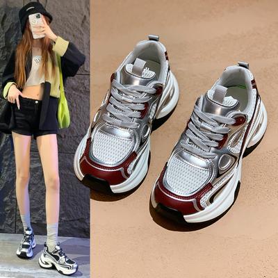 Zapatos de Papá de Moda con Suela Gruesa para Mujer para Aumentar la Altura Primavera y Verano 2024 Nueva Moda Versátiles Zapatos Deportivos Casuales