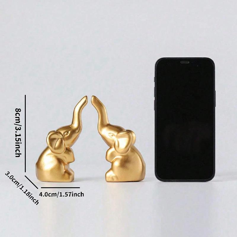A Pair of Resin Handicraft Elephant Figurines for New Home Decoration - Simple Animal Wine Cabinet Decorations