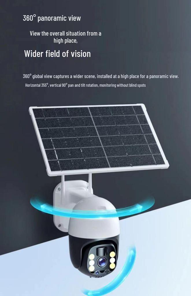 360° Solar Surveillance Camera with Full-Color Night Vision, Smart Tracking, Waterproof, A3 Model - Free Shipping