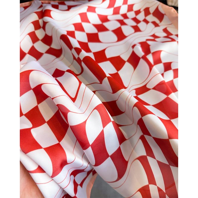 Women S Wave Checkerboard Printed Square Scarf For Sun Protection