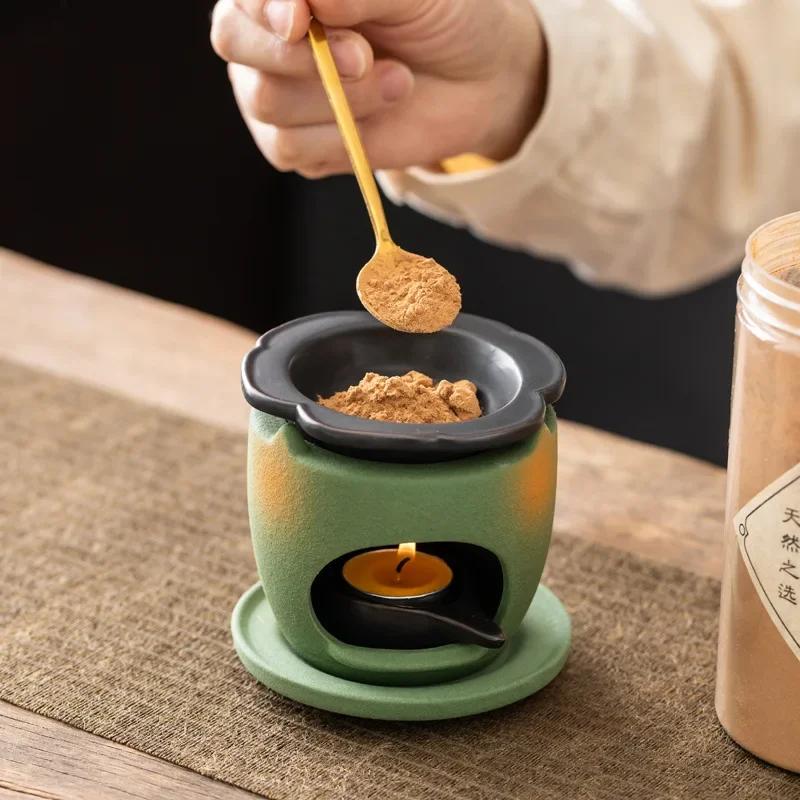 Keramický protipožární kadidelnice Sandalwood Powder Vosková lampa Zelená svíčka Aromaterapeutická lampa na esenciální oleje Vosková kamna