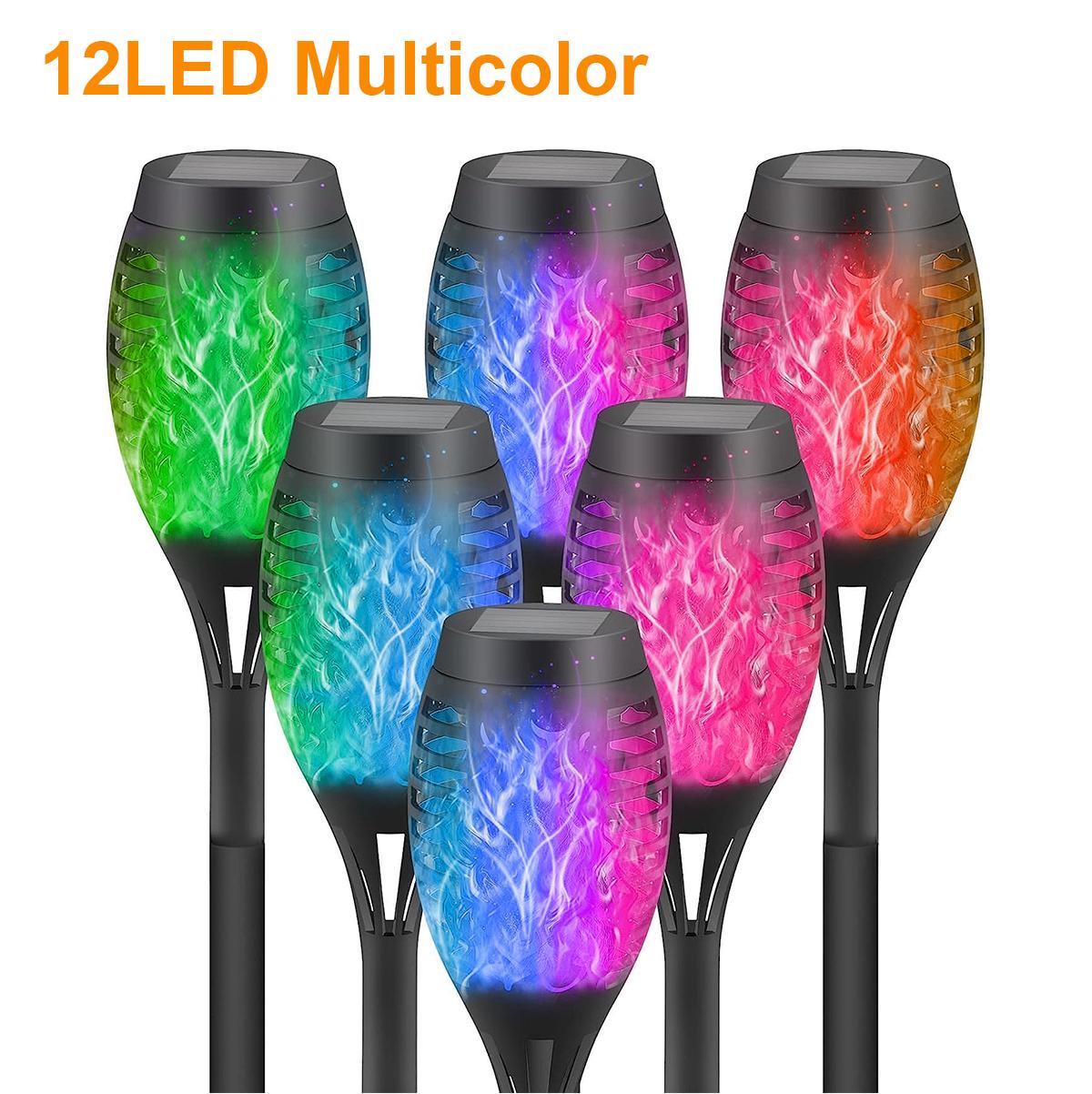 

12 светодиодных фонарей в виде пламени для газона, солнечная лампа, уличный, фиолетовый, фонтаны, датчик дневного света, мерцающее ландшафтное освещение, садовый фонарь, горячий