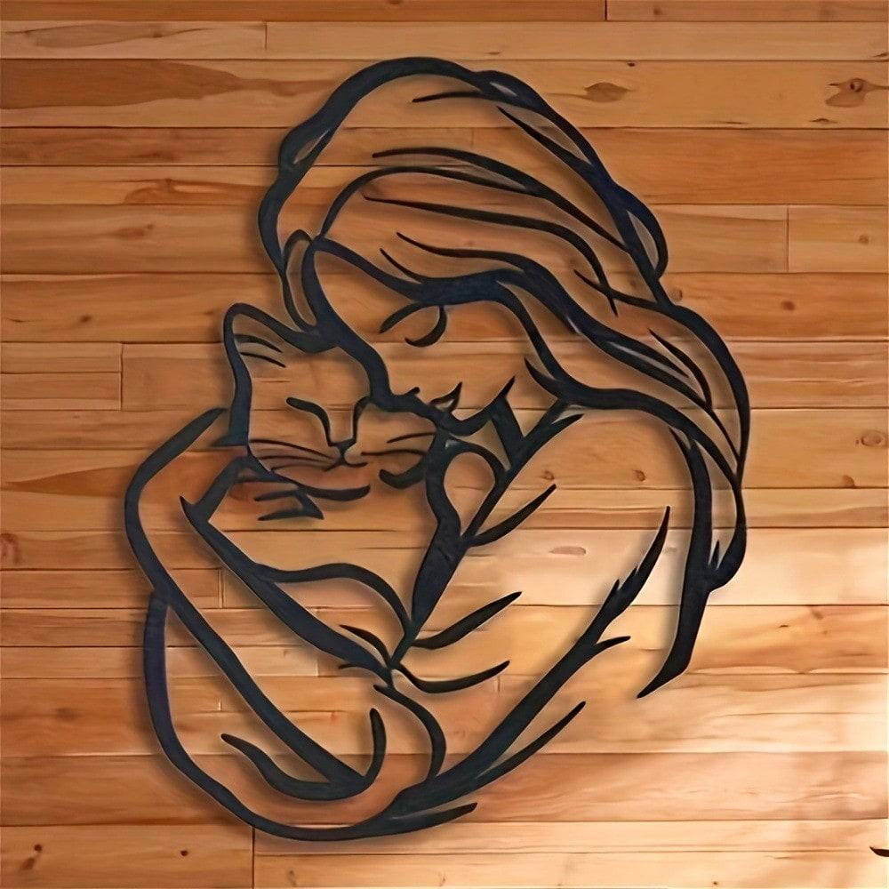 Whimsical Cat Silhouette Metal Wall Art, Iron Feline Decor & Gift for Cat Lovers
