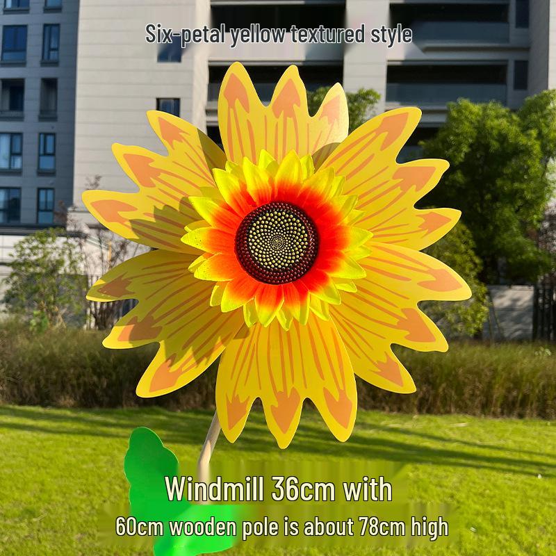Colorful Sunflower Double-Layer Children's Handheld Pinwheel for Outdoor Decoration
