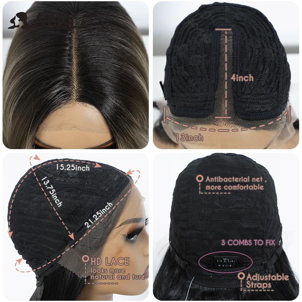 Noble Synthetic Lace Front Wig Long Straight Ombre lace Wig Cosplay part Wig Blonde Wigs For Women Lace Wig synthetic Lace Wig