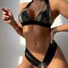 Sexy Print Geteilter Badeanzug Damen Urlaub Ultra-freizügiger Bikini