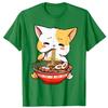 RaUnisex Cat Kawaii Anime Japanese Food Girls Official Teenager TShirt Harajuku Graphic Tee Tops Kitten Eat Noodles Novelty Gift