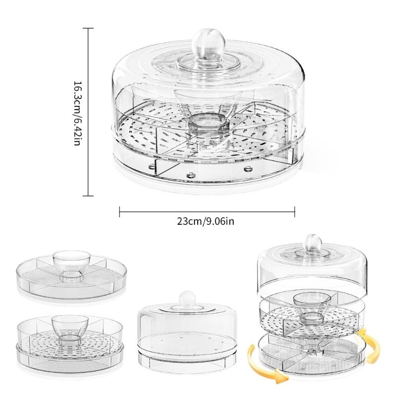 Clear 4 Section Rotating Cold Storage Tray for Parties Snacks Veggies Ideal for Outdoor Gatherings Barbecues Storage