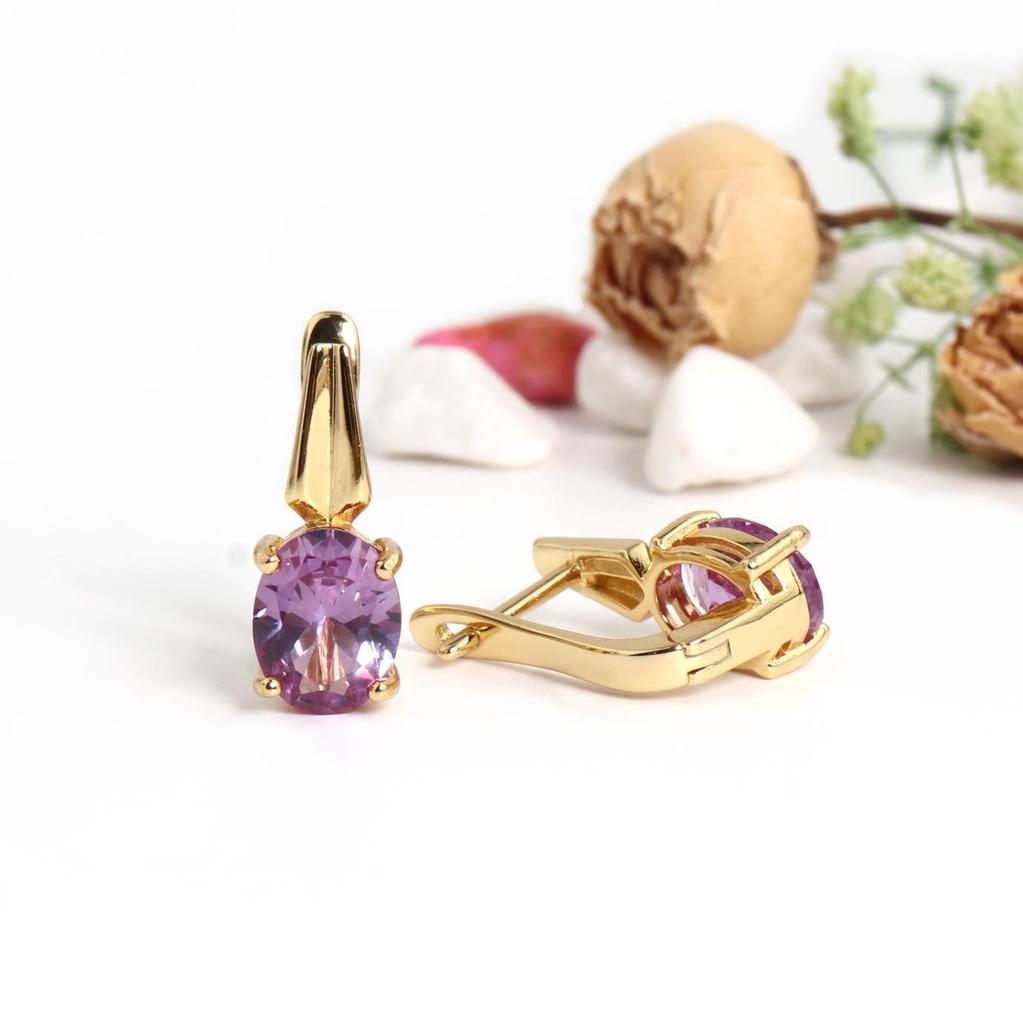 925 sterling silver earrings yellow gold plating fine jewelry Created oval 7*9mm color change Alexander nano for party gift