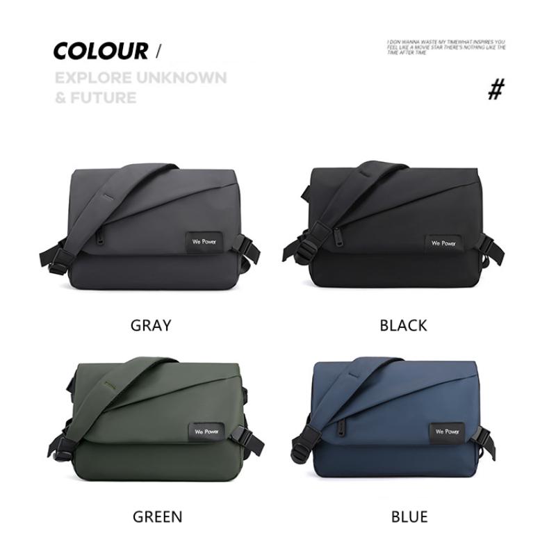 PU Water Resistant Fabric Shoulder Bags Men Messenger Bag Multilayers Leisure Fashion Design Style Solid Colors Durable Pockets