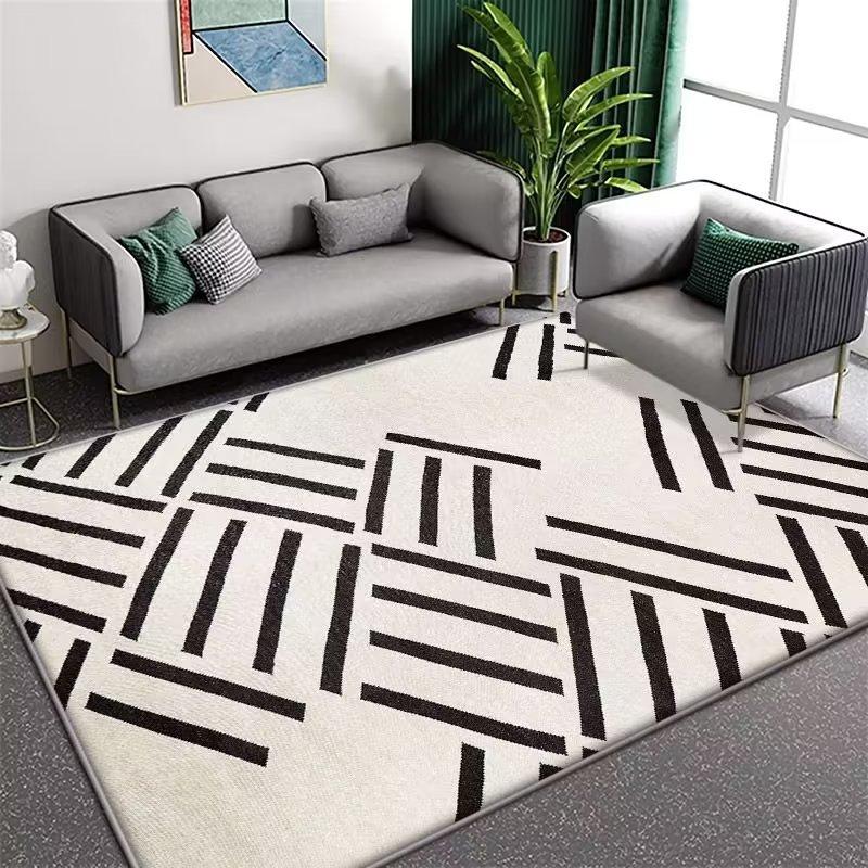 Living Room Coffee Table Carpet Striped Graphic Floor Mat Household Living Room Large-area Laying Soft Floor Mat