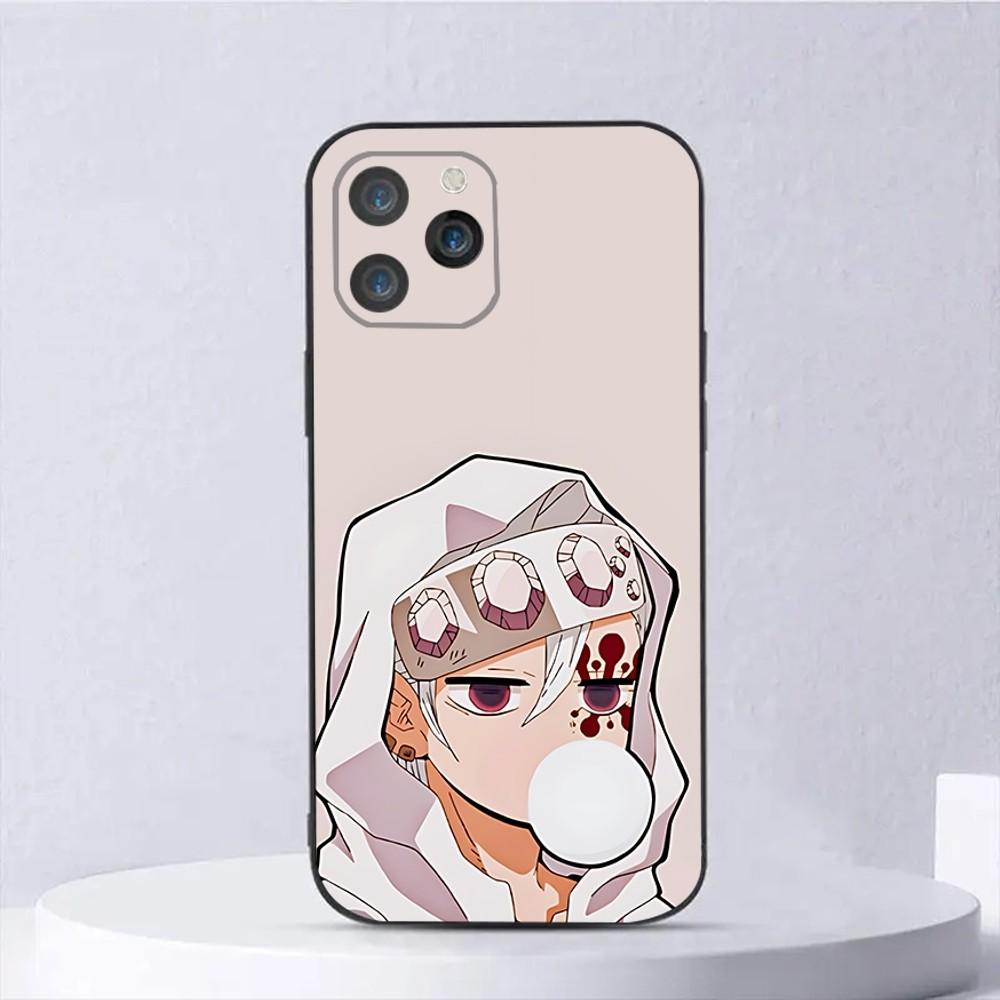 Anime Tengen Uzui Phone Case For iPhone 16,15,14,13,12,11,Plus,Pro Max,XS,X,E,SE,Mini Soft Silicone Black Cover