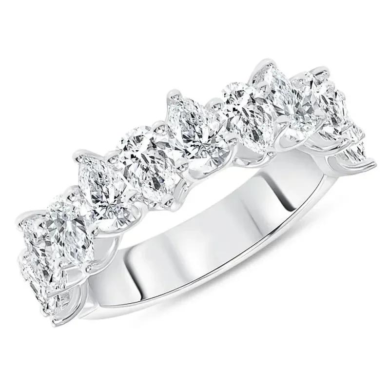 Women'S Trendy Sparkling Crystal Cubic Zirconia Wedding Band Ring  Color Luxury Party Jewelry Female Finger-Ring