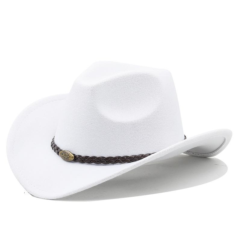New American Western Cowboy Hat Men's Riding Hat Outdoor Travel Equestrian Hat Bent-brimmed Wool Top Hat