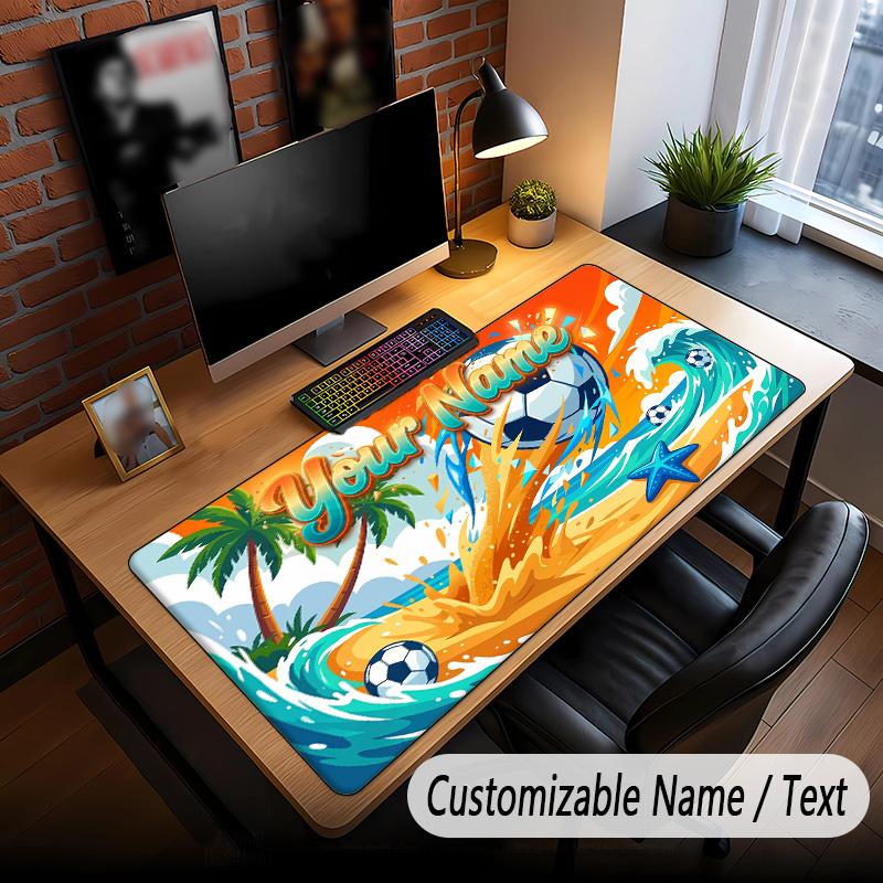 Soccer Theme Custom Mouse Pad Personalized With Name Text Customized Desk Mat For Office Home Decor