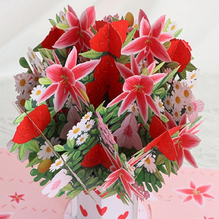 3D Foldable Greeting Card With Envelope Unique Foldable Greeting Card Flower Bouquet Card for Celebratory Event