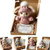 Mini Häschen Umarmung Niedliches Ostergeschenk Plüschhase mit Strickmütze und Pompon Weicher Taschen-Emotionale Unterstützung Hase mit Geschenkbox Karte