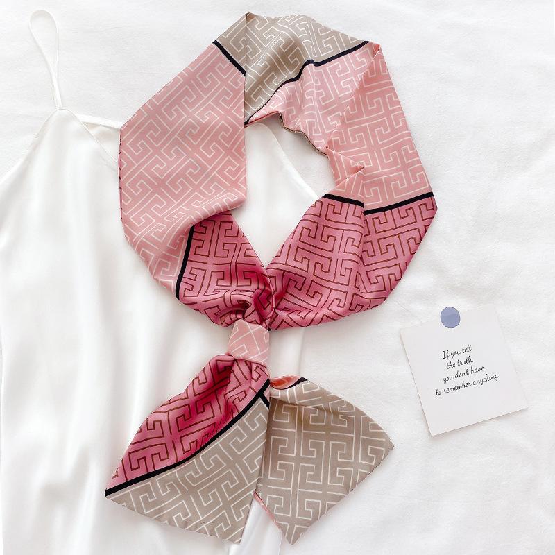Spring and Autumn New Korean Decorative Slim Long Silk Scarf for Women, Small Neck Scarf, Ribbon Binding, Bag Strap, Headband, Winter Warm Scarf