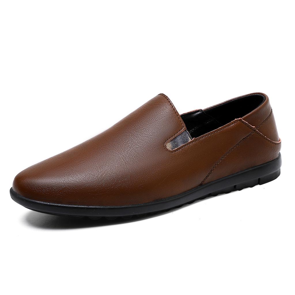 Mode 2024 Nya Herr Sommar Loafers Skor Äkta Läder Mjuka Herr Casual Slip-on Utskurna Skor Kohud Sommar Loafers