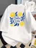 Zitrone, Vita Print Damen T-Shirt Kurzarm Rundhals Lässiges Oberteil für Sommer Frühling, Damenbekleidung, Reise Täglich Streetwear