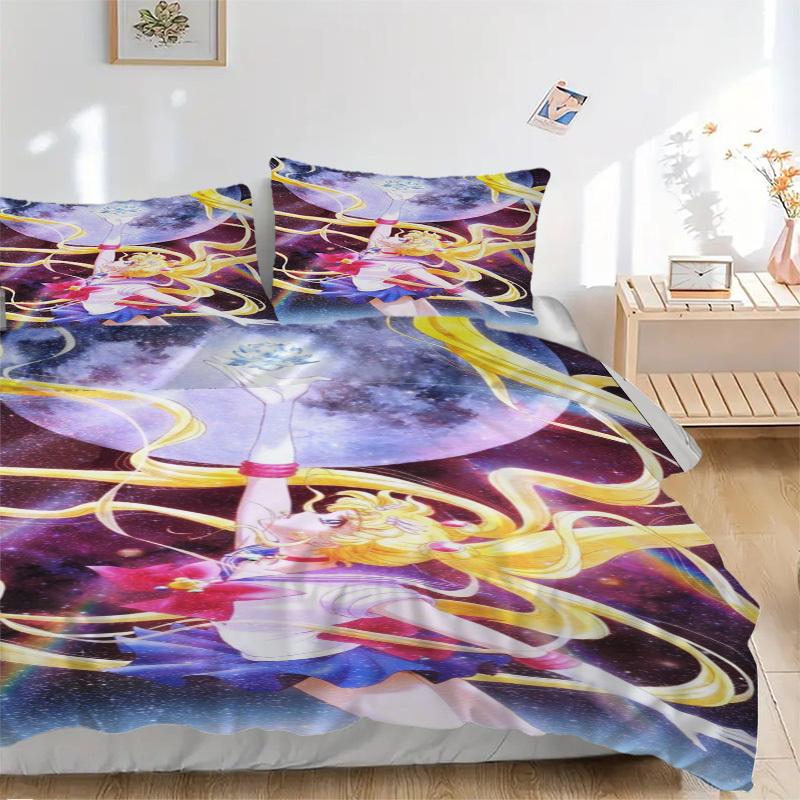 

Sailor Moon Cosmic Power Bedding Set Comforter Cover Gift for Bedroom,Includes 1 Cover and 2 Pillowcases, No InsertB308 135x200cm