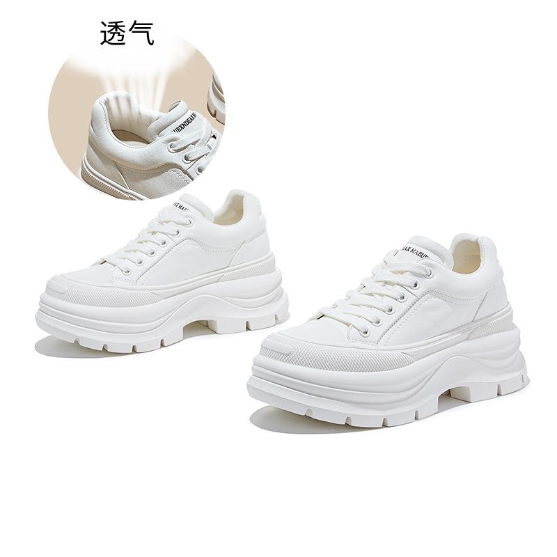 

The first layer of cowhide white shoes, spring new thick-soled heightening shoes, versatile sports and leisure shoes, not tired feet women s shoes 40 білий