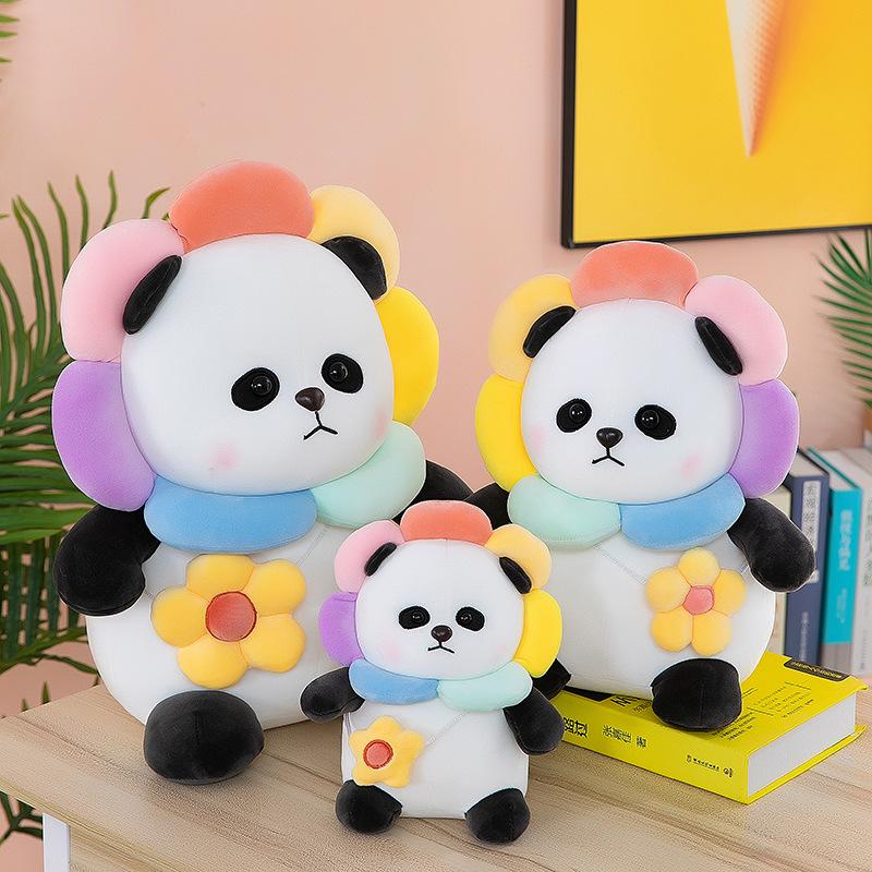 Cute Sunflower Bear Throw Pillow Doll Plush Toy Cute National Treasure Panda Doll For Girls