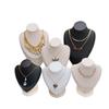 Solid Wood Necklace & Jewelry Display Stand with Portrait Model for Accessories, Rings, and Bracelets