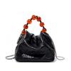 Elegant Chinese Style Beaded Cowhide Handbag - Unique Hand-Scratched Pattern, Perfect as a Lunch Box or Clutch.