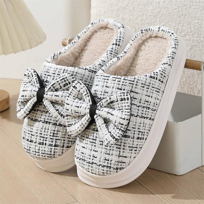 

Тапочки из хлопка с бантом, новые хлопковые туфли для женщин, для дома, осень-зима, для дома, теплая луна, хлопковая швабра, поддержка зимы 40-41