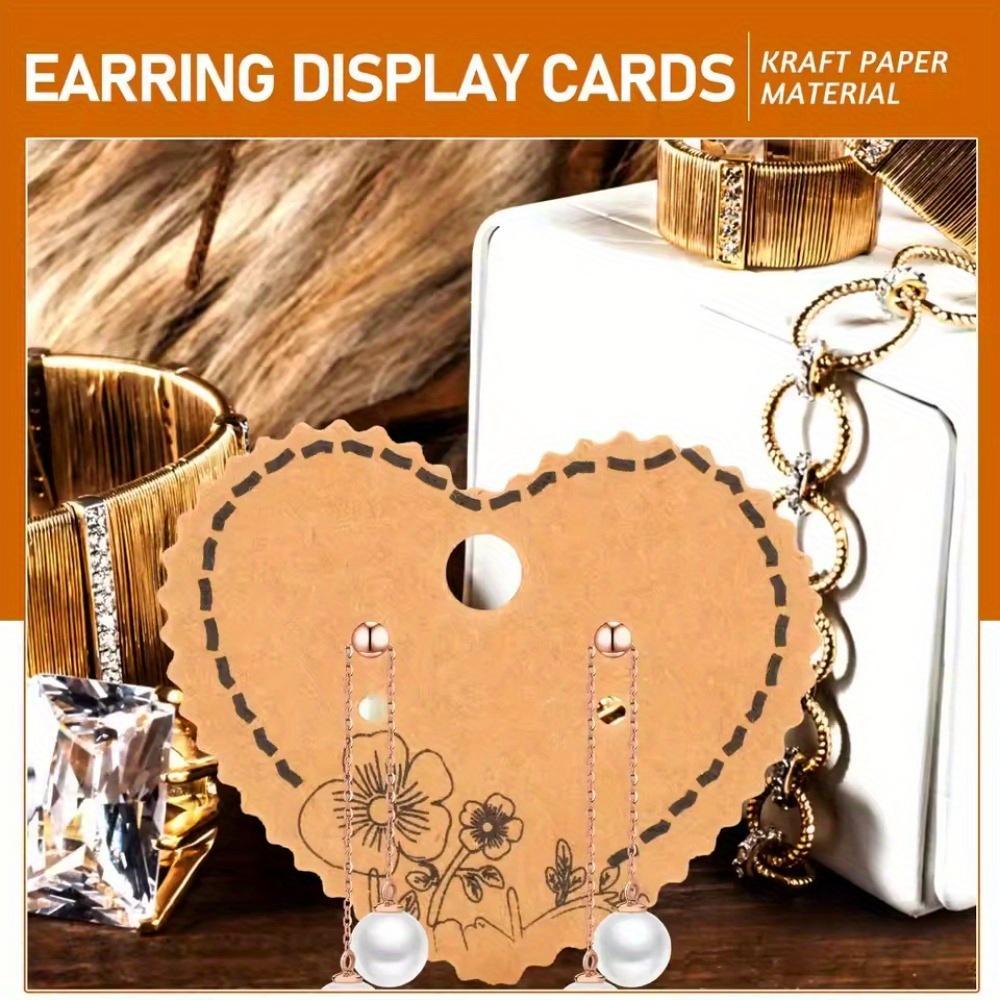 100Pcs Earring Display Cards Light Brown Jewelry Organizer Stand Paper Necklace Holder Storage Solution Packaging Box
