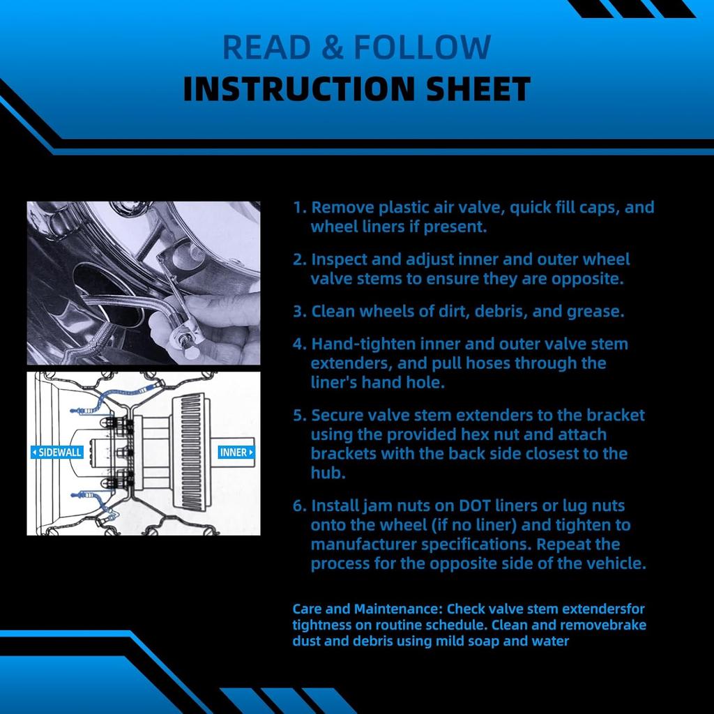 Double Tires Air Inflation Kit, Valve Stem Extension, Valve Stem Extenders, Dual Tire Air Inflation Kit, Tire Valve Extension Tube Kit for Tire