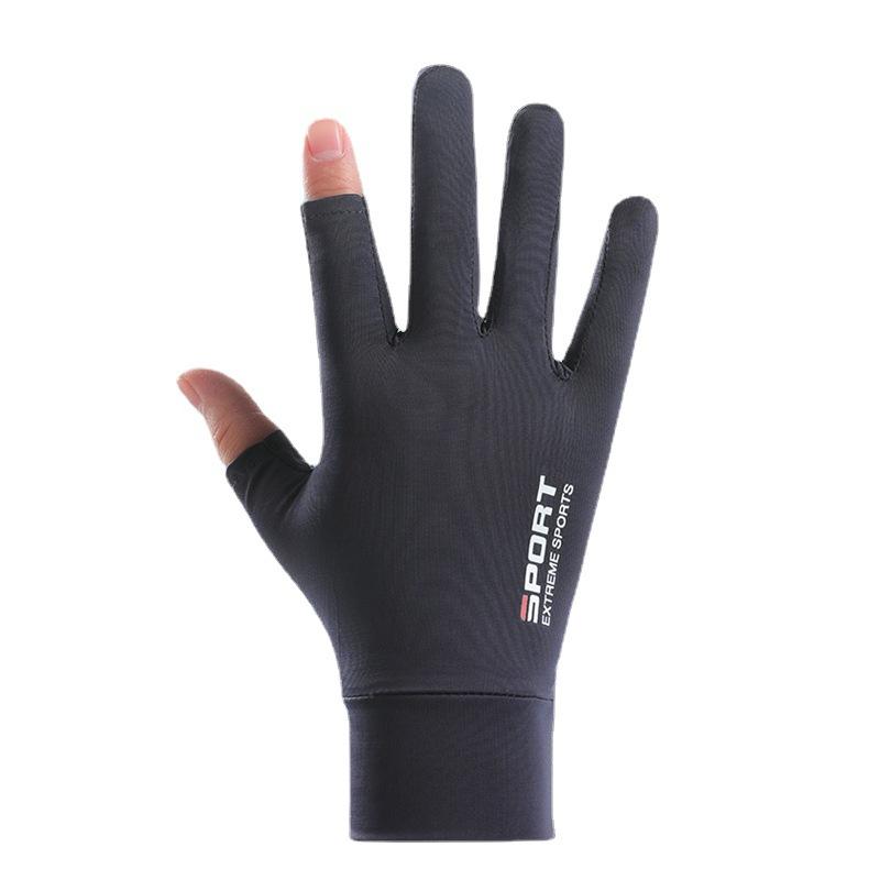 Sunscreen Gloves Driving Fishing Leaking Two Fingers Ice Silk Anti-slip Gloves Breathable Fitness Cycling Express Quick Dry Gloves