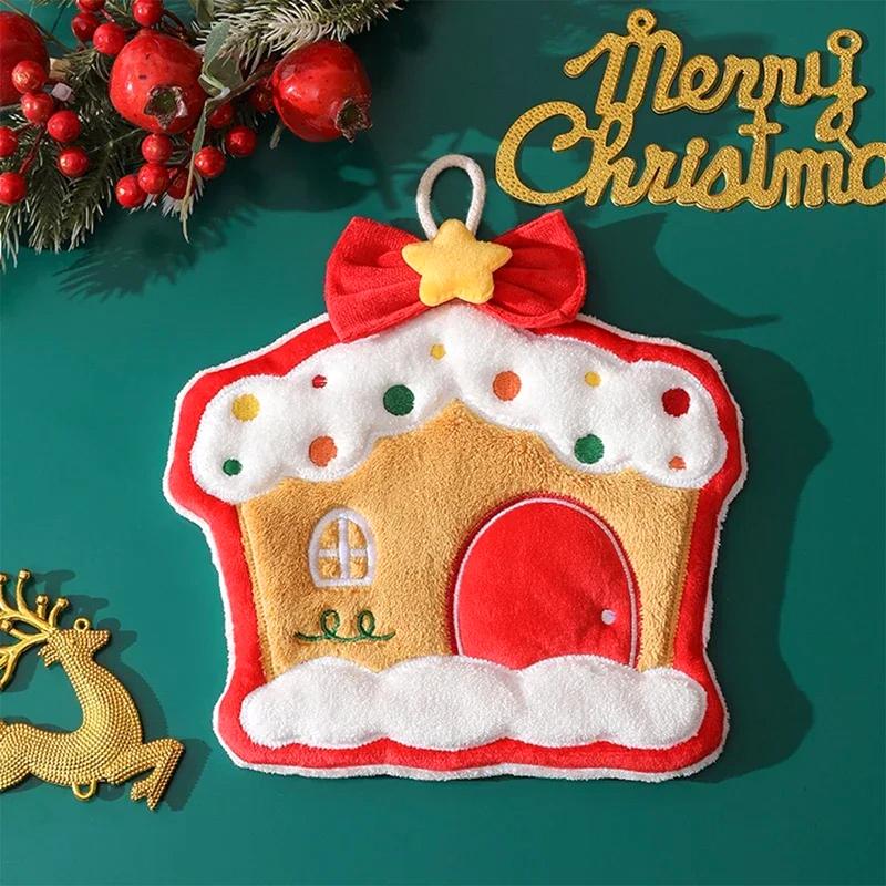 Christmas Towel Cute Christmas Atmosphere Practical Christmas Gift Comfortable Hand Towels Kitchen 4 Styles