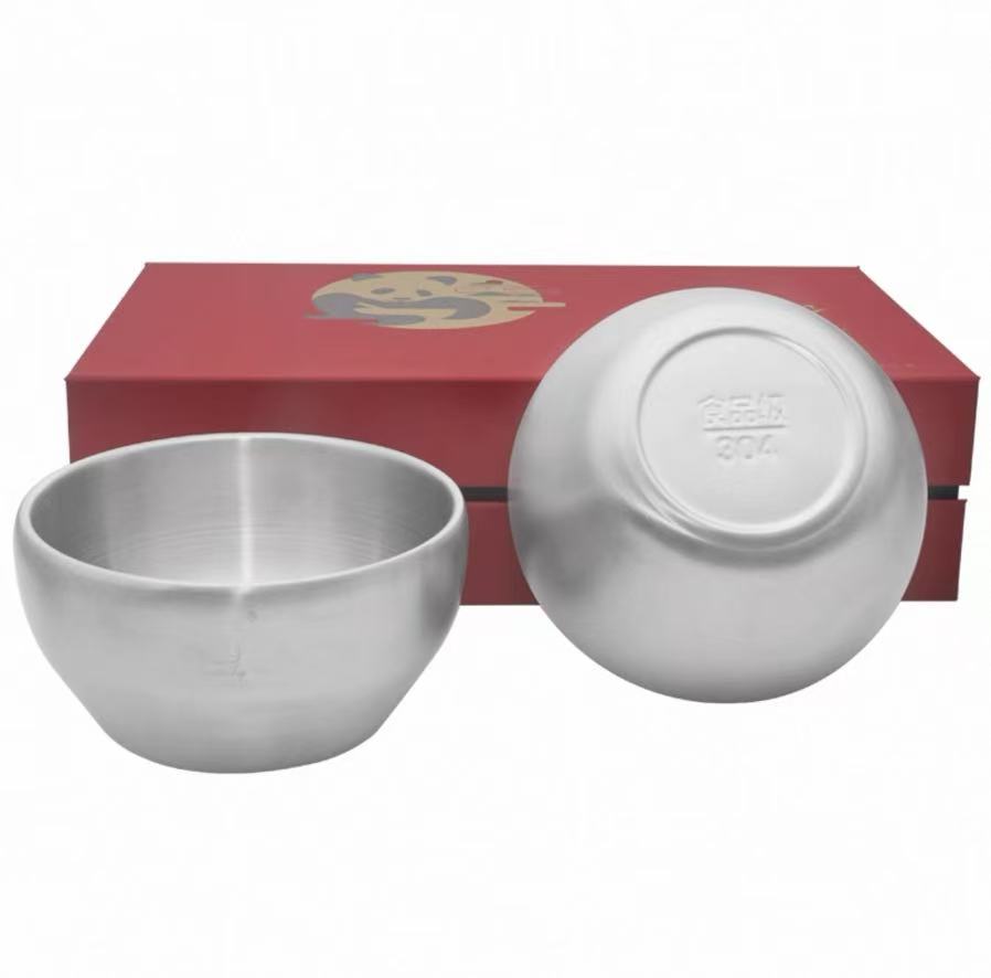 Household Anti-scalding 304 Stainless Steel Matte Bowl: Frosted Feel, Non-slip and Anti-drop Optional Forone Person  Family Size