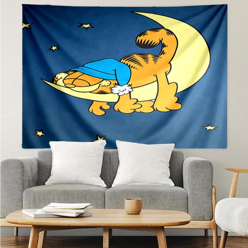 Cute Garfield Tapestry for Bedroom Aesthetic Classroom Tapestries Wall Hanging for Living Room Dorm Office,Ideal Creative Gift