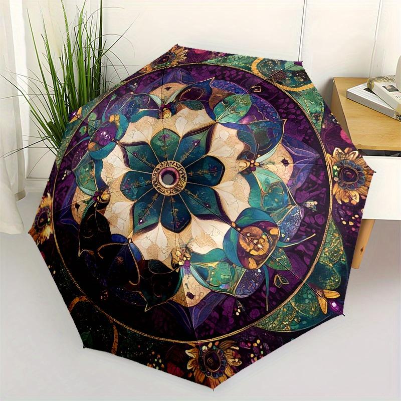 

1pc Mandala Artwork with Floral Elements Umbrella with Plastic Handle,Suitable for All Seasons Home Travel Outdoor UmbrellaB1688