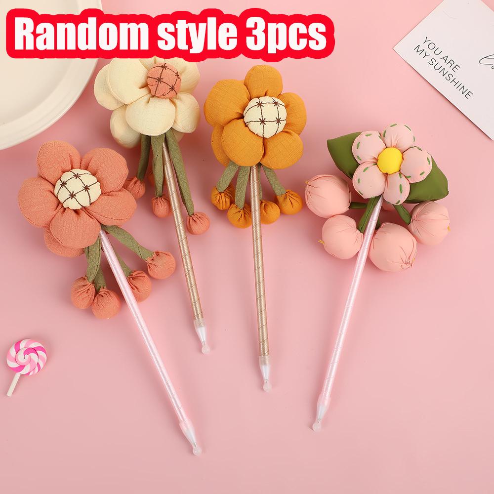 

4Pcs Vibrant Flowers Creative Stationery Pen, 0.7mm Black Ink Writing Office School Supply Ballpoint Pen, Student School Learning Gift Prize, Christm Random style
